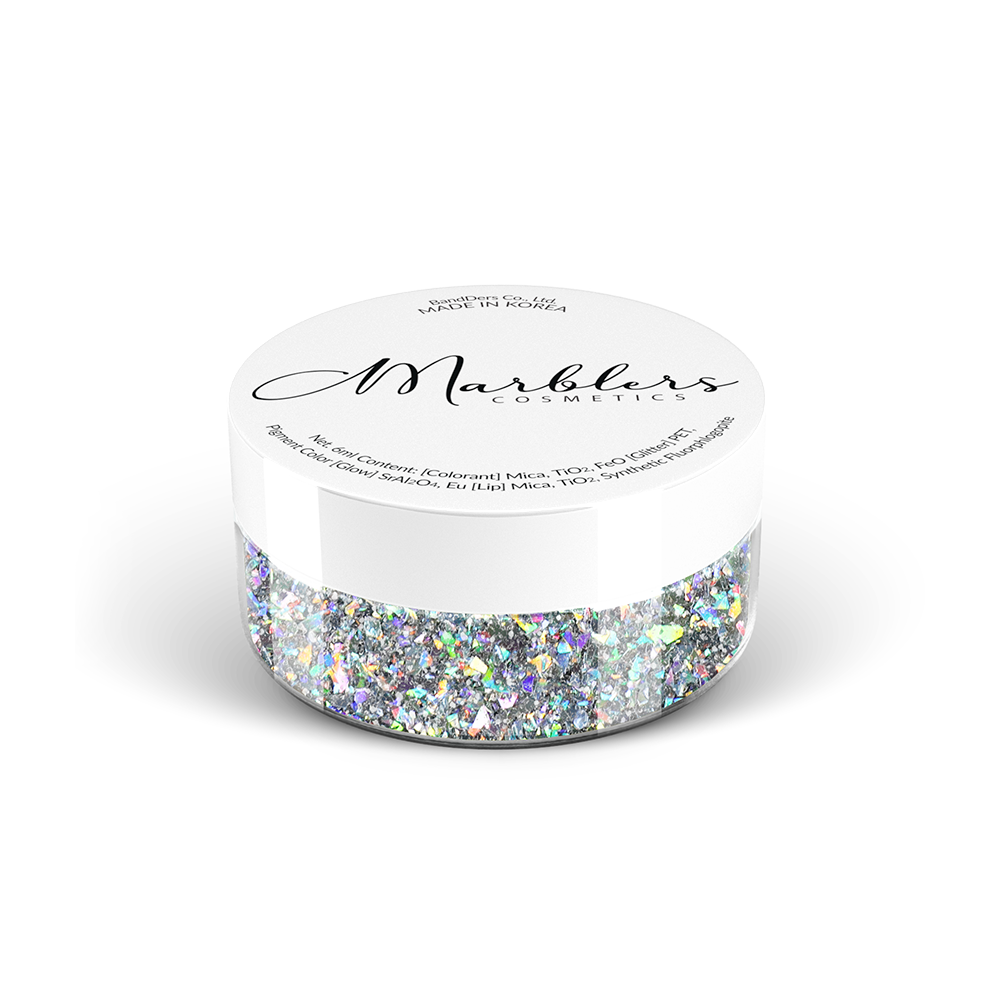 Pearl Silver Holographic Chunky Mix Glitter Shaker