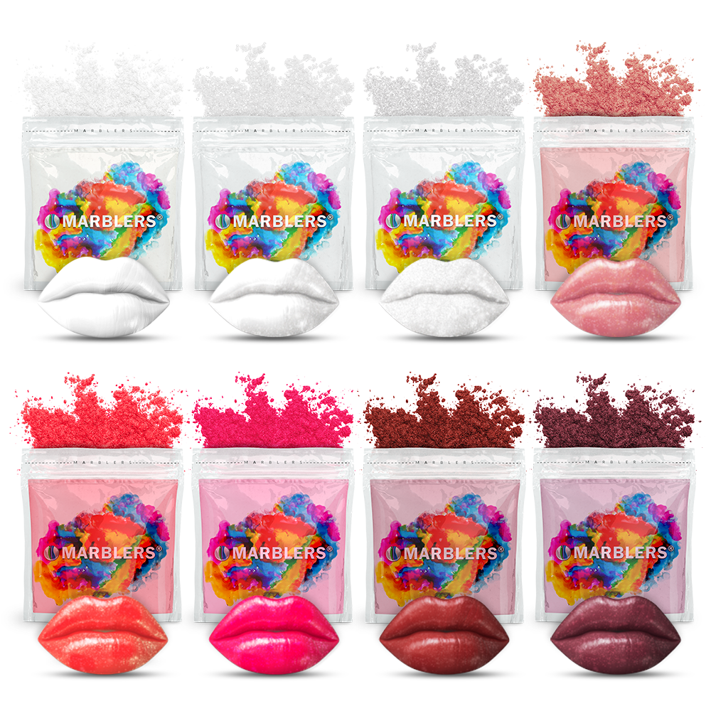  MARBLERS Cosmetic Grade Lip-Safe Mica Powder [MLBB 8 Color Set]  4oz (112g), Pearlescent Pigment, Dye, Non-Toxic, Vegan, Cruelty-Free